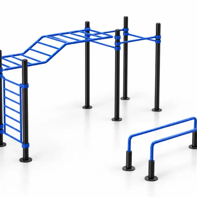 Circuito de calistenia con barras paralelas