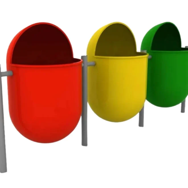 Basurero triple para reciclaje