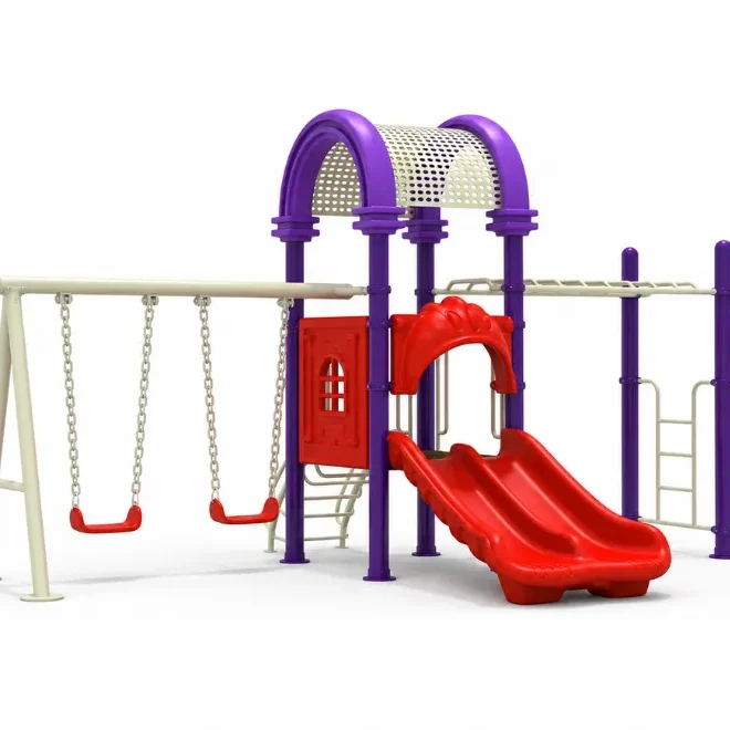 Juego modular con columpios y resbalín doble